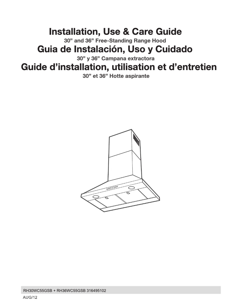 Page 1 de la notice Guide d'installation Electrolux RH30WC55GS