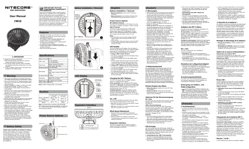 Page n°1 - Manuel utilisateur Nitecore CW10