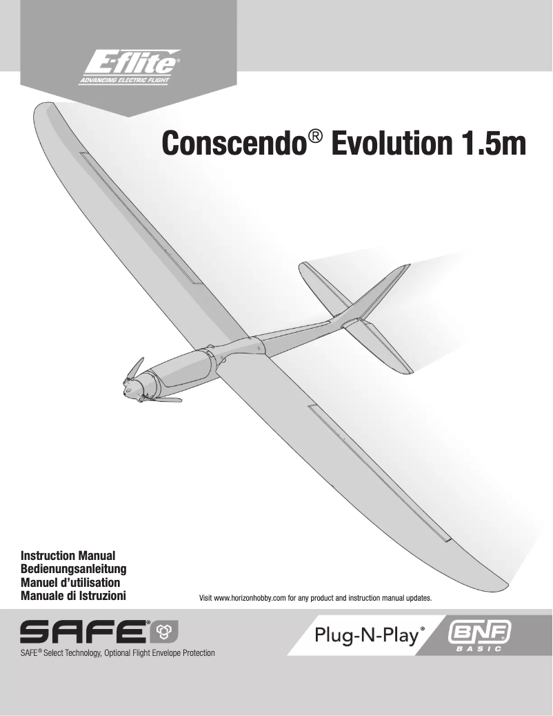 Page 1 de la notice Manuel utilisateur E-flite Conscendo Evolution