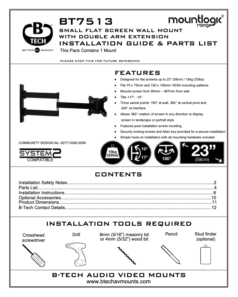 Page 1 of the manual User Manual B-Tech BT7513