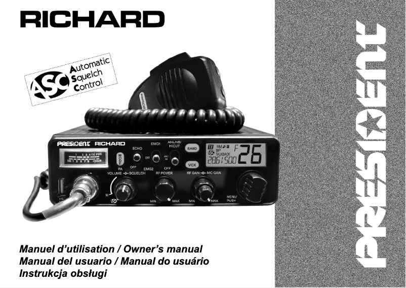 Page 1 de la notice Manuel utilisateur President Richard