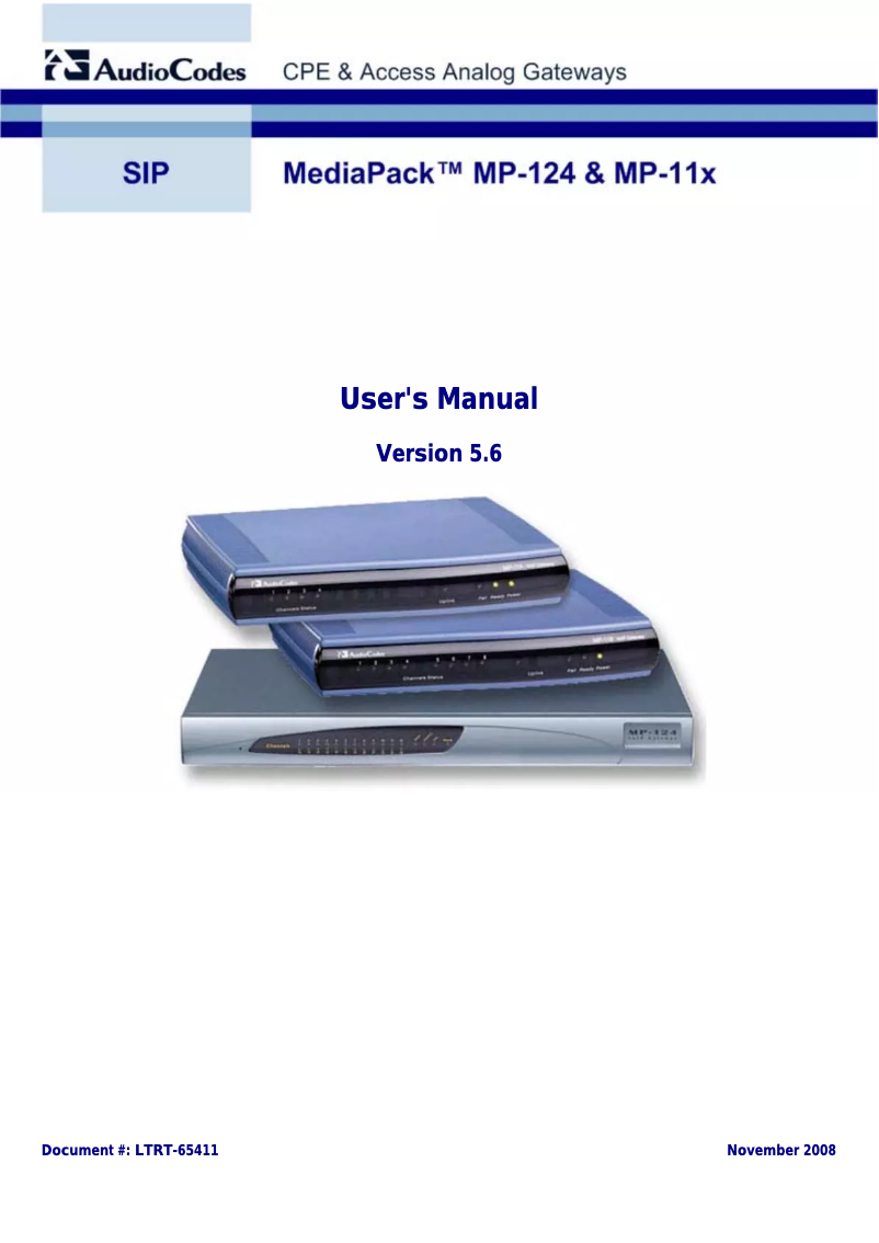 Page n°1 - Manuel utilisateur Audiocodes MediaPack 124