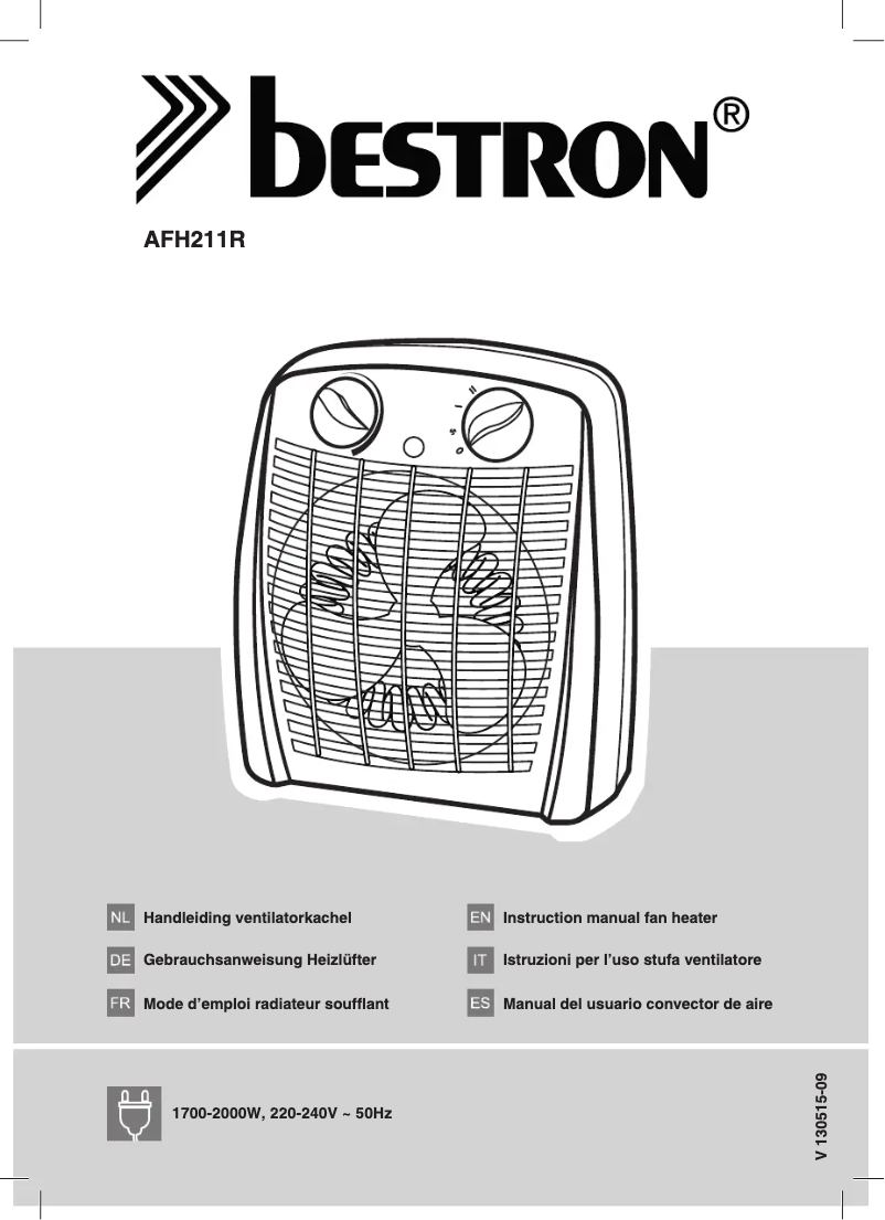 Page 1 de la notice Manuel utilisateur Bestron AFH211R