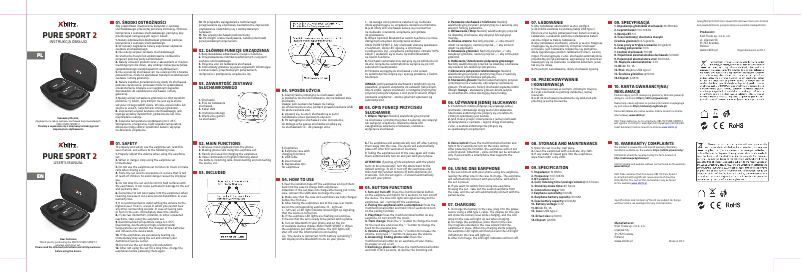 Page 1 de la notice Manuel utilisateur Xblitz Pure Sport 2