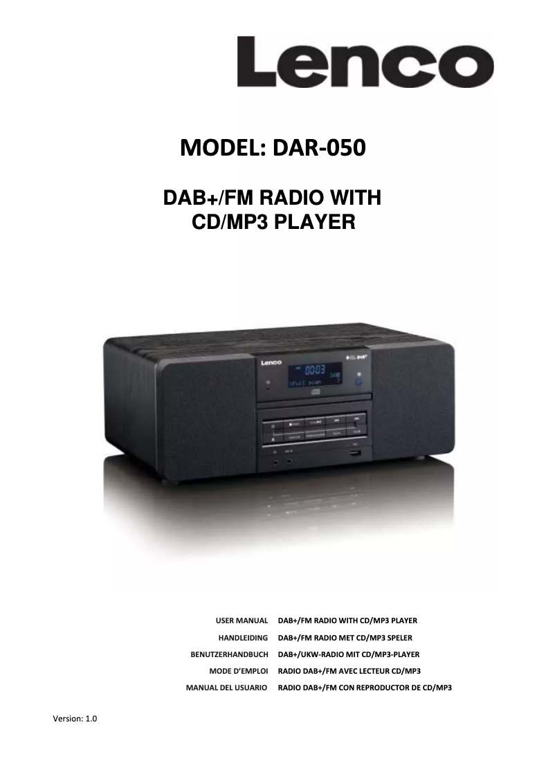 Page 1 de la notice Manuel utilisateur Lenco DAR-050