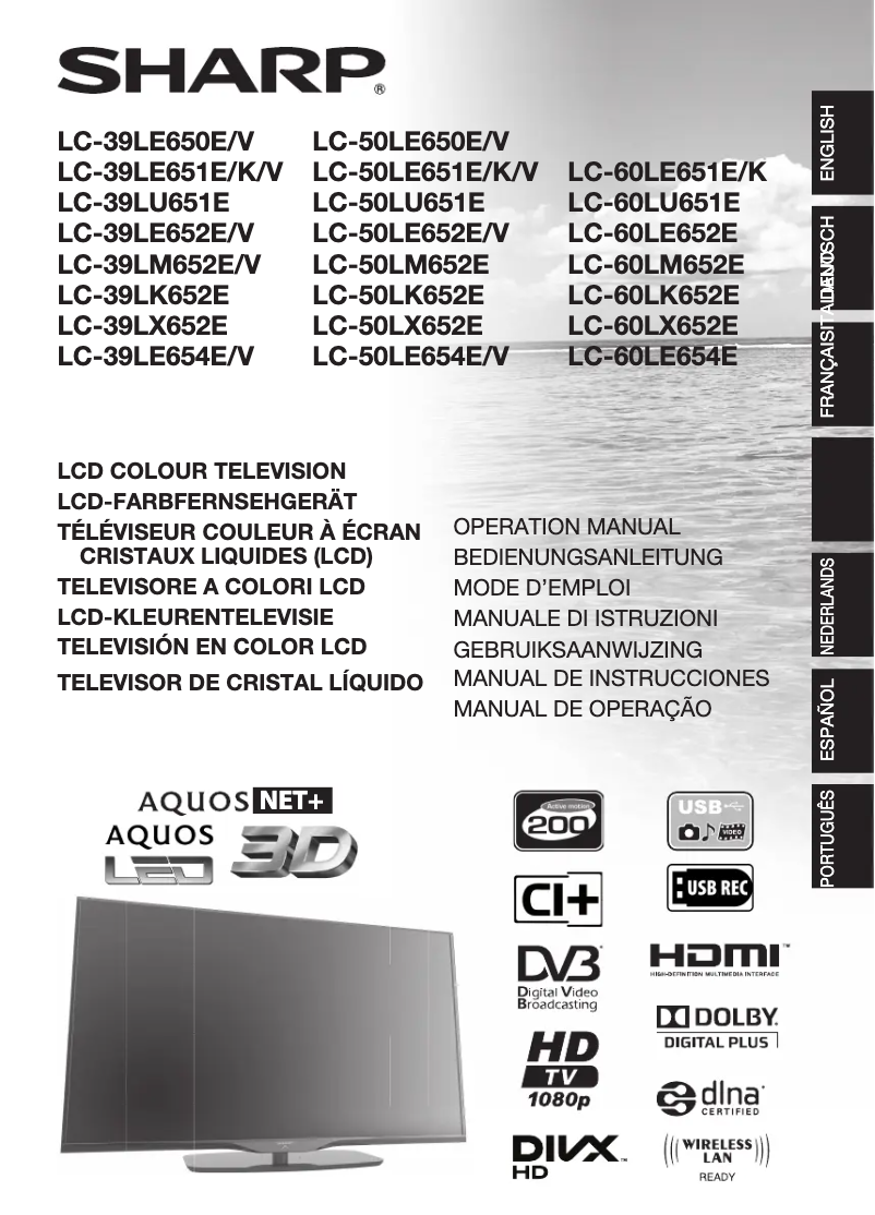 Page n°1 - Manuel utilisateur Sharp LC-50LE652