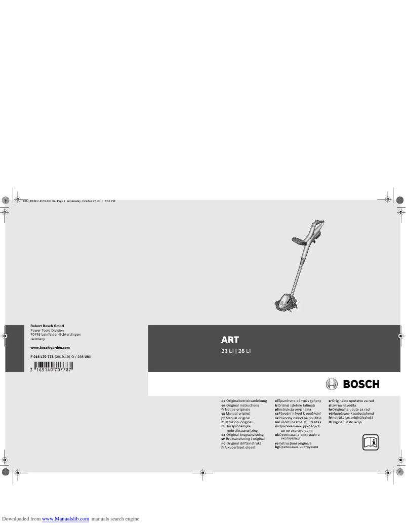 Página 1 del manual Manual de usuario Bosch ART 26 Li