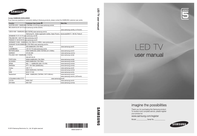 Page n°1 - Manuel utilisateur Samsung UE40C5105QW