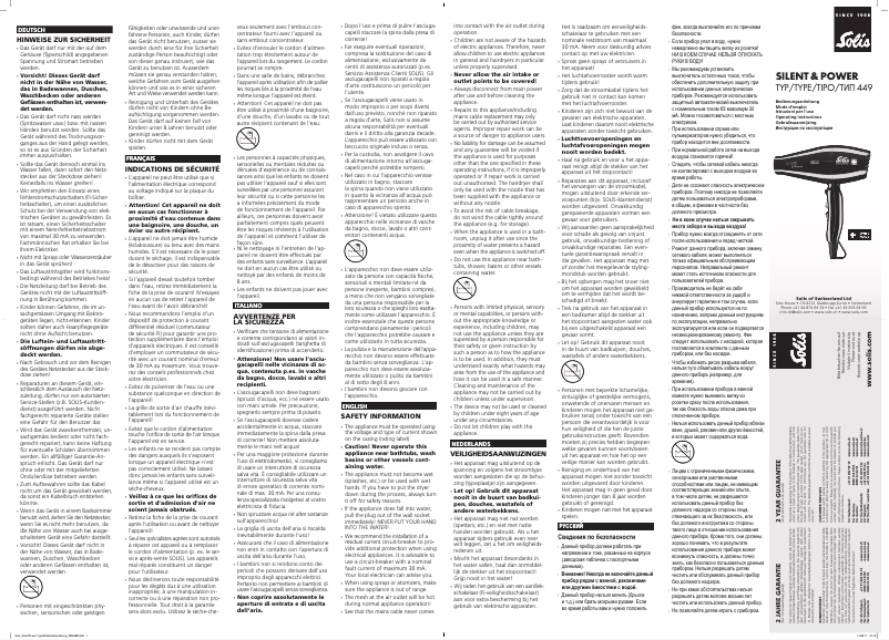 Page 1 de la notice Manuel utilisateur Solis Silent & Power 449