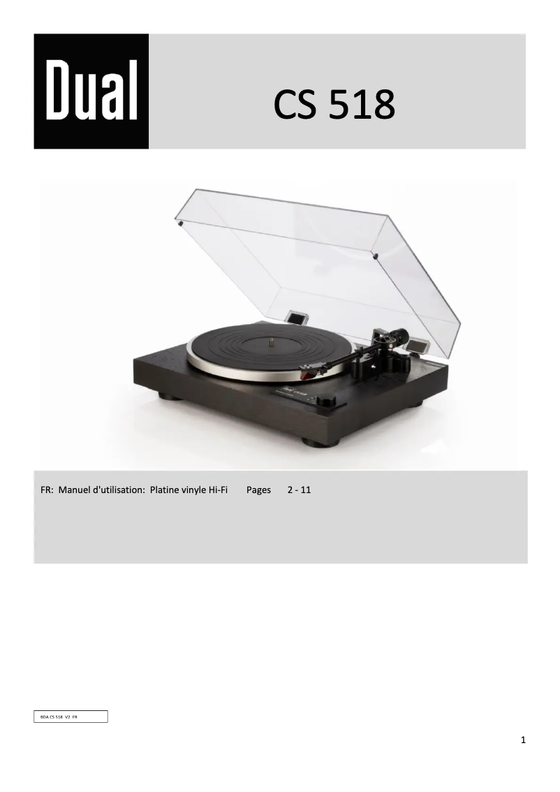 Page n°1 - Manuel utilisateur Dual CS 518