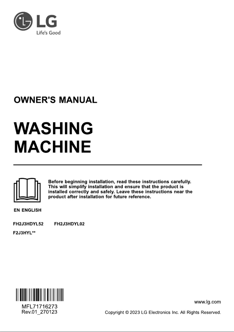 Page 1 de la notice Manuel utilisateur LG FH2J3HDYL02