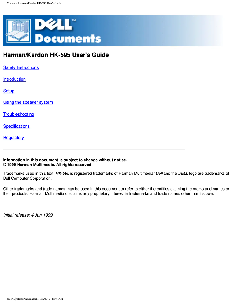 Image de la première page du manuel de l'appareil HK-595