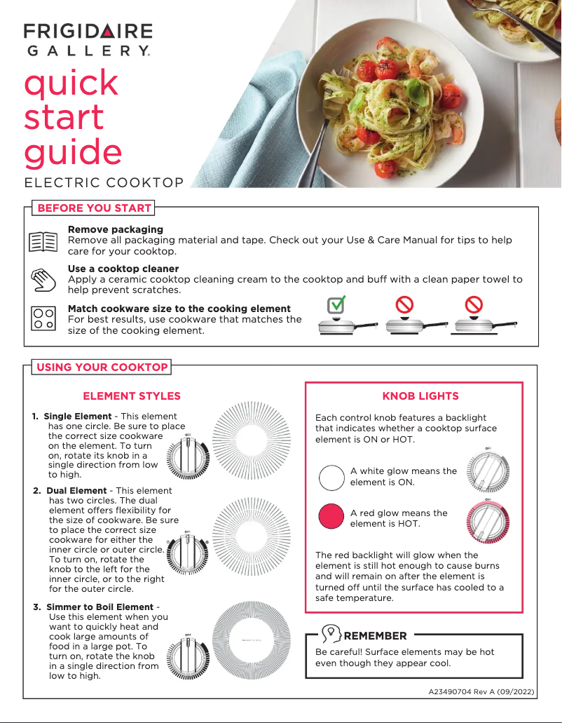 Página 1 del manual Guía de inicio rápido Frigidaire GCCE3049AS