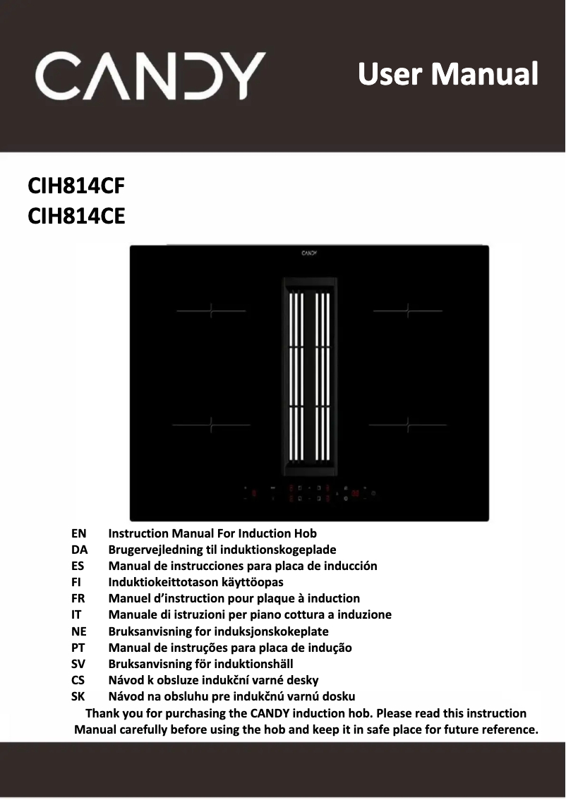 Page 1 de la notice Manuel utilisateur Candy CIH8I4CF