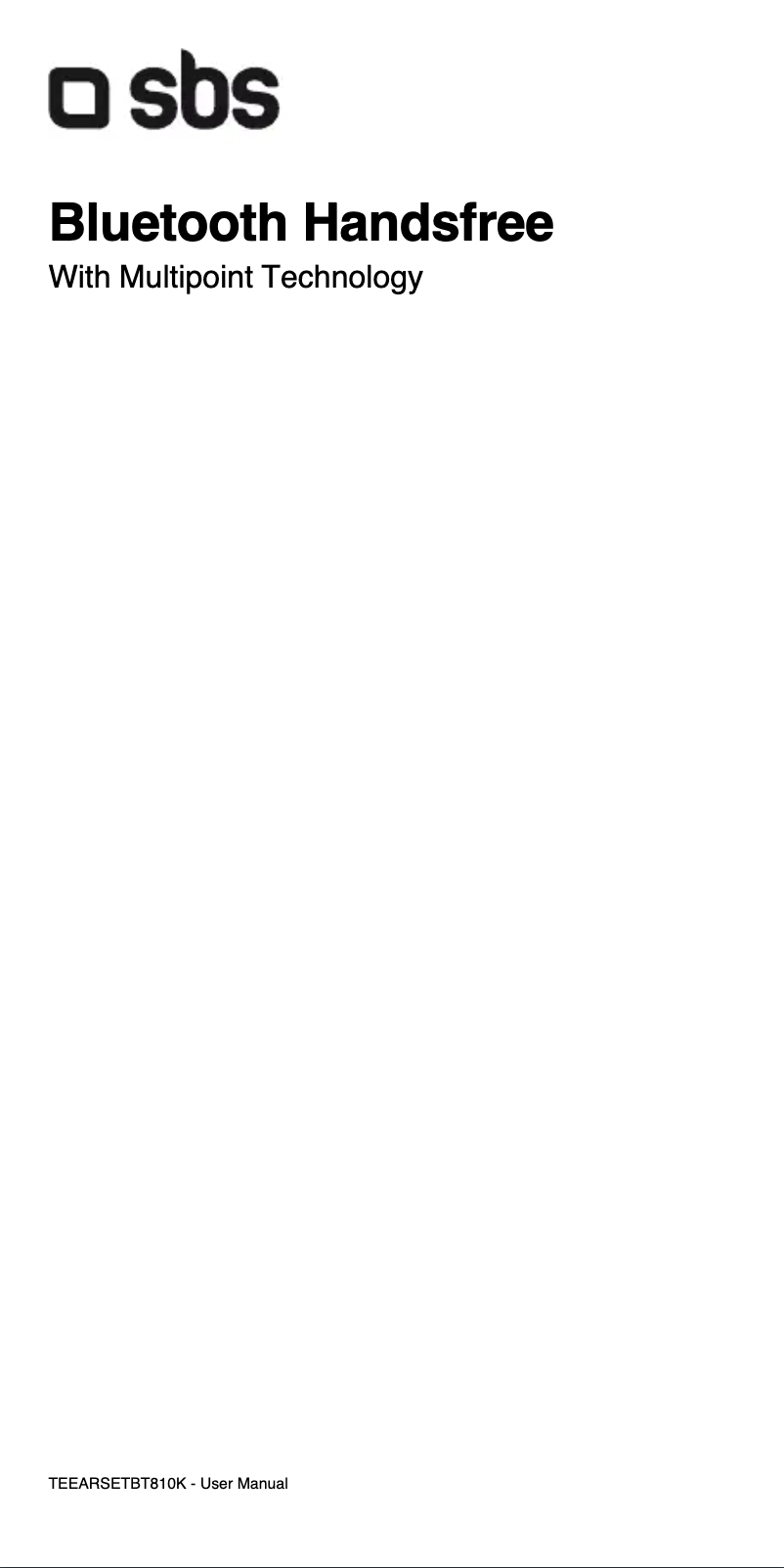 Page 1 de la notice Manuel utilisateur SBS Bluetooth Handsfree
