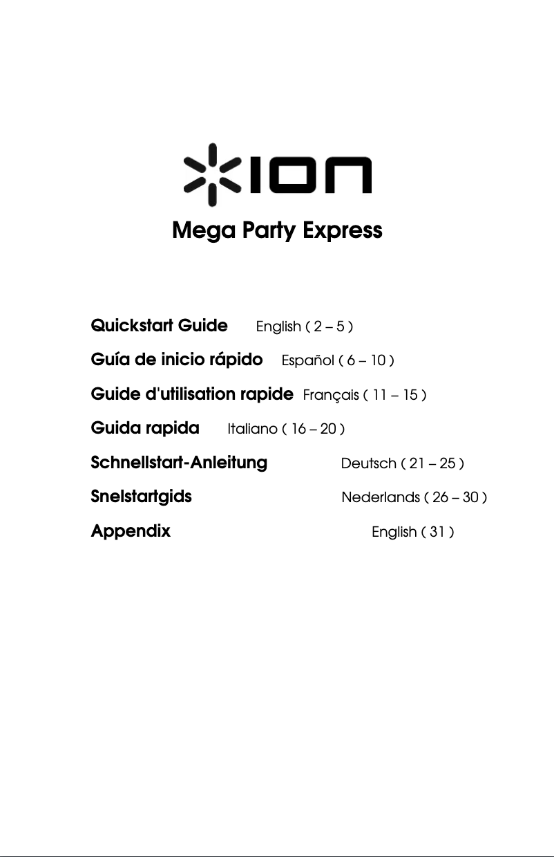 Page 1 de la notice Manuel utilisateur ION Mega Party Express