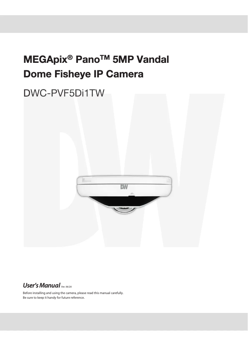 Page n°1 - Manuel utilisateur Digital Watchdog MegaPix Pano DWC-PVF5Di1TW
