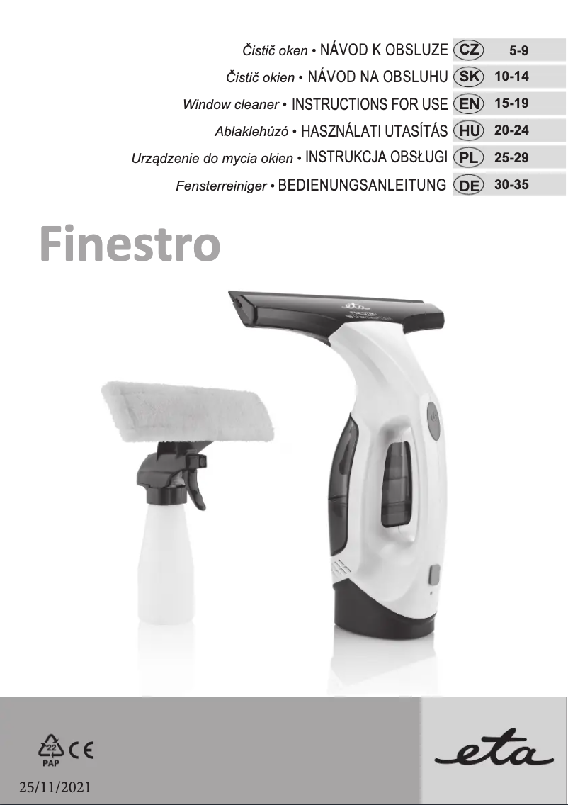 Page 1 de la notice Manuel utilisateur Eta Finestro 3262 90000