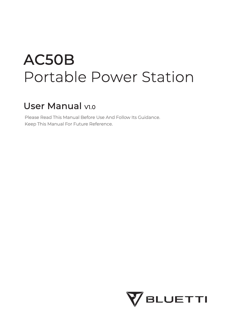 Image de la première page du manuel de l'appareil AC50B