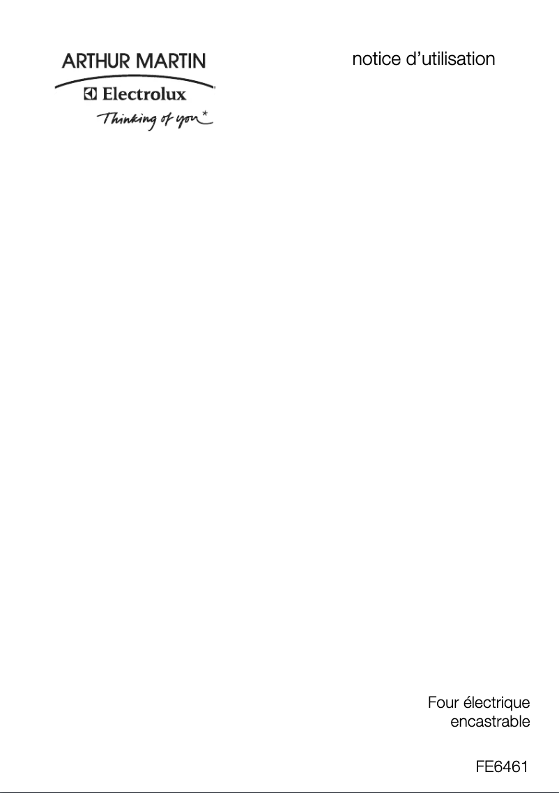 Page n°1 - Manuel utilisateur Arthur Martin-Electrolux FE 6461 NG