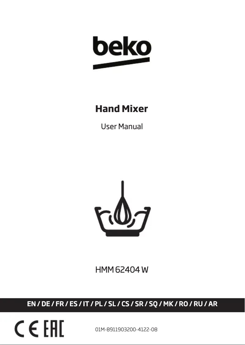 Page 1 de la notice Manuel utilisateur Beko HMM 62404 W