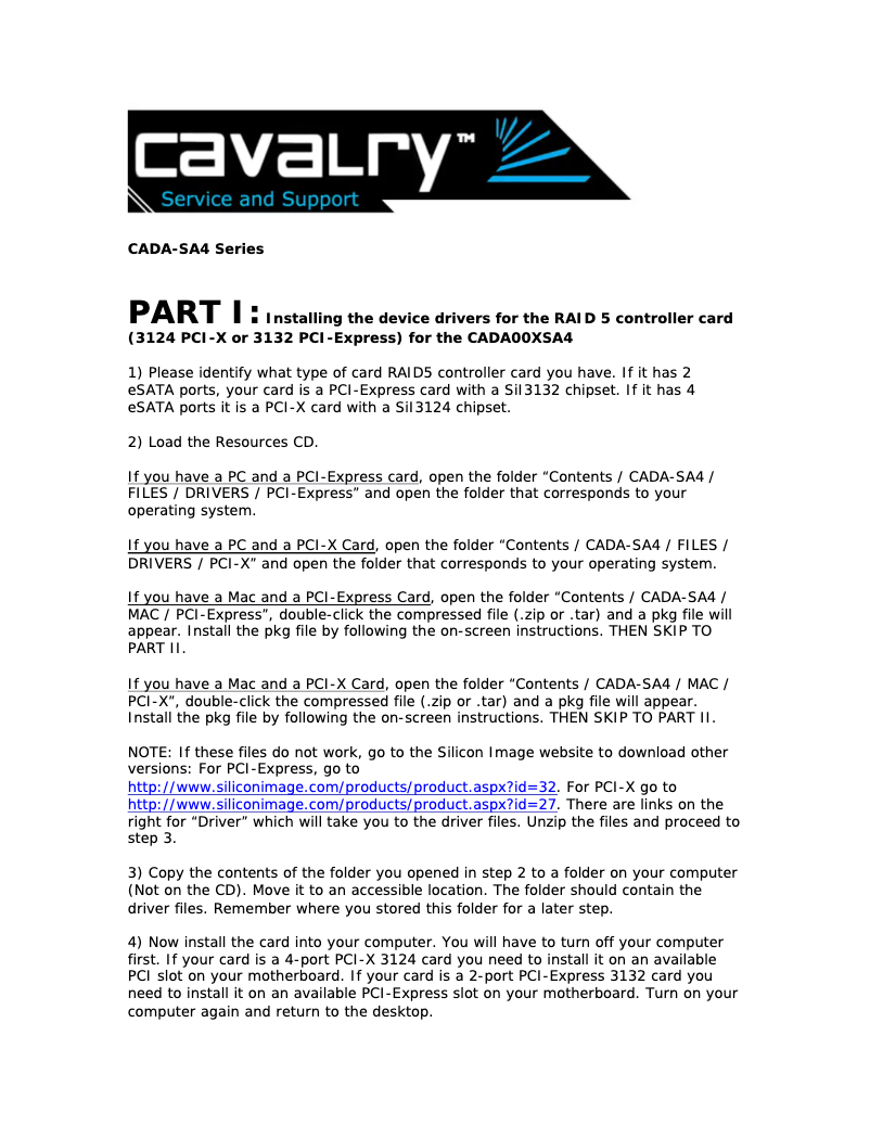 Page 1 de la notice Manuel utilisateur Cavalry CADA-SA4