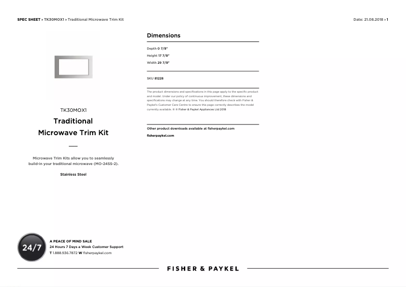 Image de la première page du manuel de l'appareil TK30MOX1