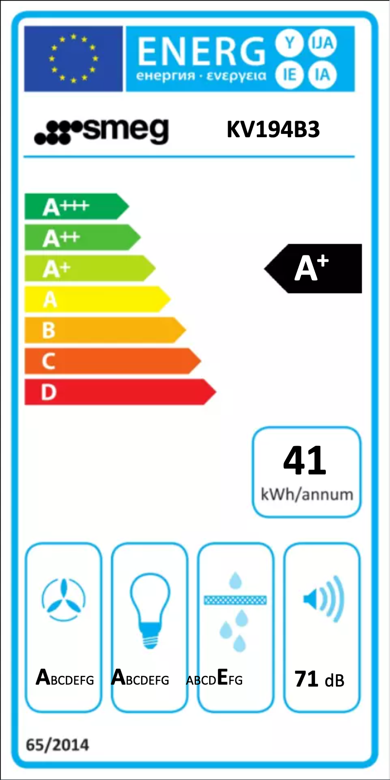 Page n°1 - Label énergétique Smeg KV194B3
