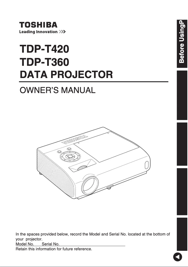 Image de la première page du manuel de l'appareil TDP-T420