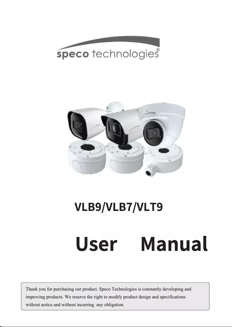 Page n°1 - Manuel utilisateur Speco Technologies VLB9