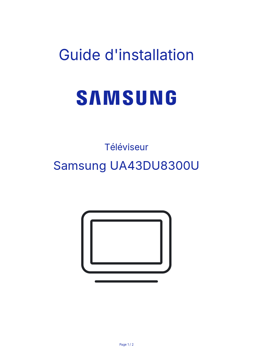 Page n°1 - Guide d'installation Samsung UA43DU8300U