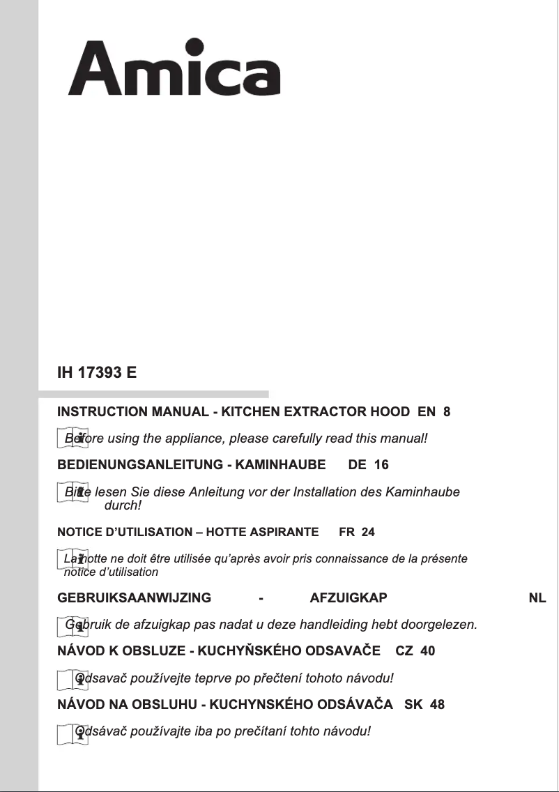 Page 1 de la notice Manuel utilisateur Amica IH 17393 E