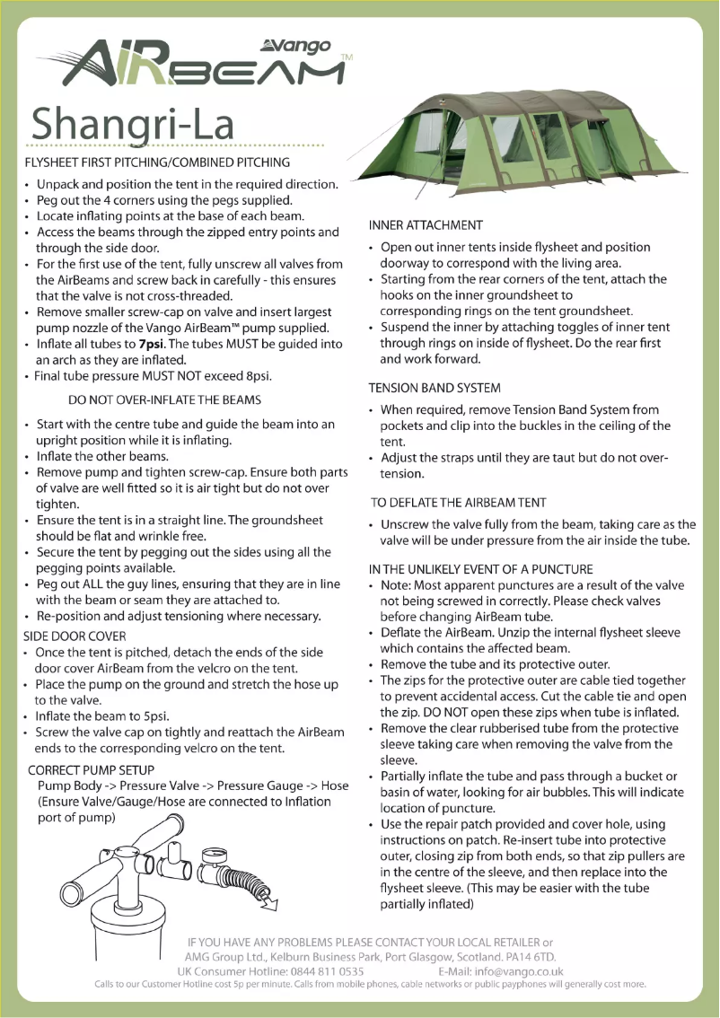 Page 1 de la notice Manuel utilisateur Vango Shangri-La 600