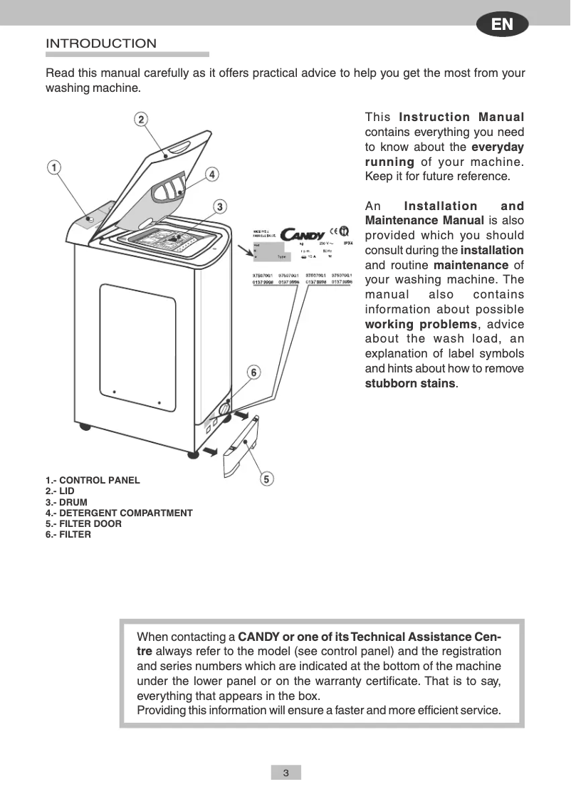 Page 1 de la notice Manuel utilisateur Candy CTA 104 AA