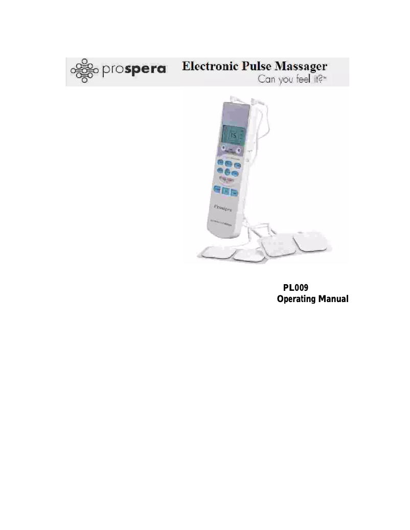 Page n°1 - Manuel utilisateur Prospera Electronic Pulse