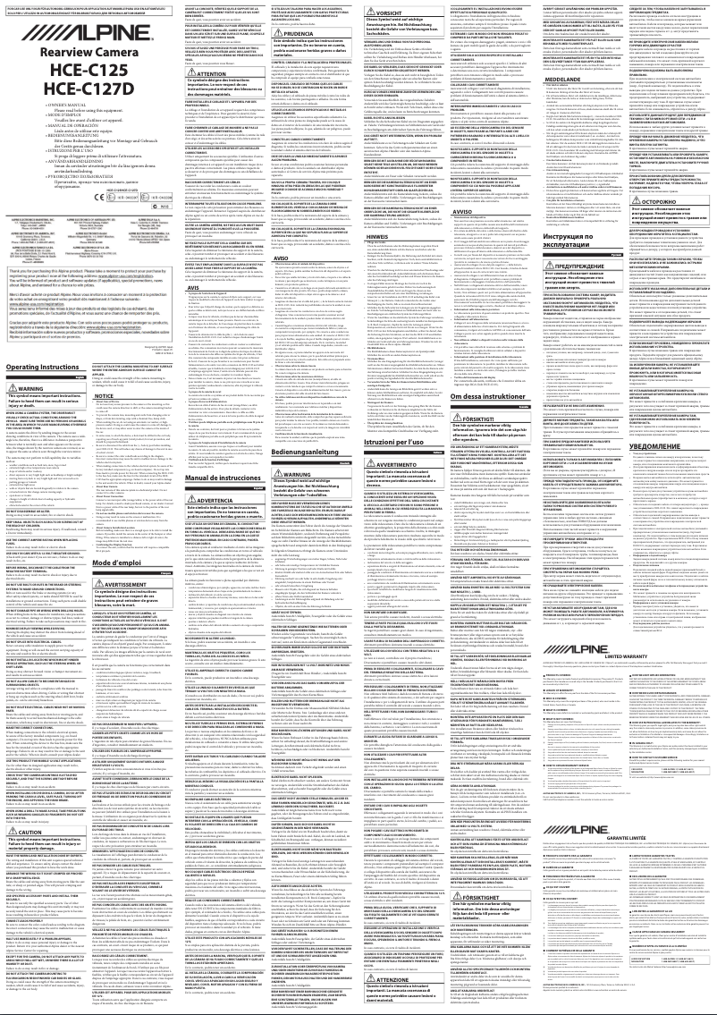 Page n°1 - Manuel utilisateur Alpine HCE-C127D