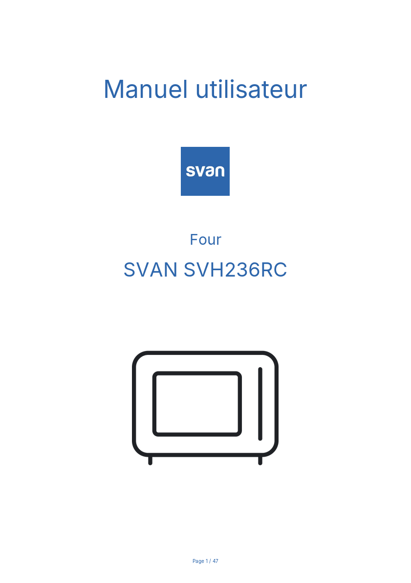 Page n°1 - Manuel utilisateur SVAN SVH236RC