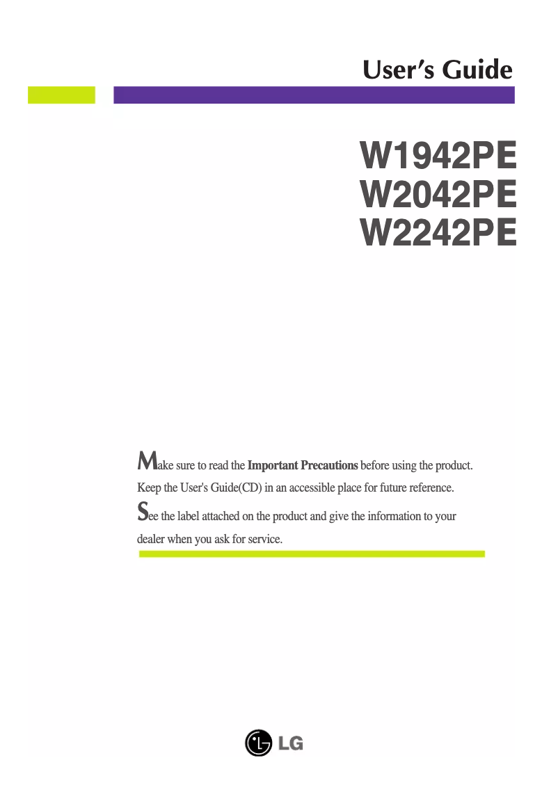 Página 1 del manual Manual de usuario LG W2242PE-BS