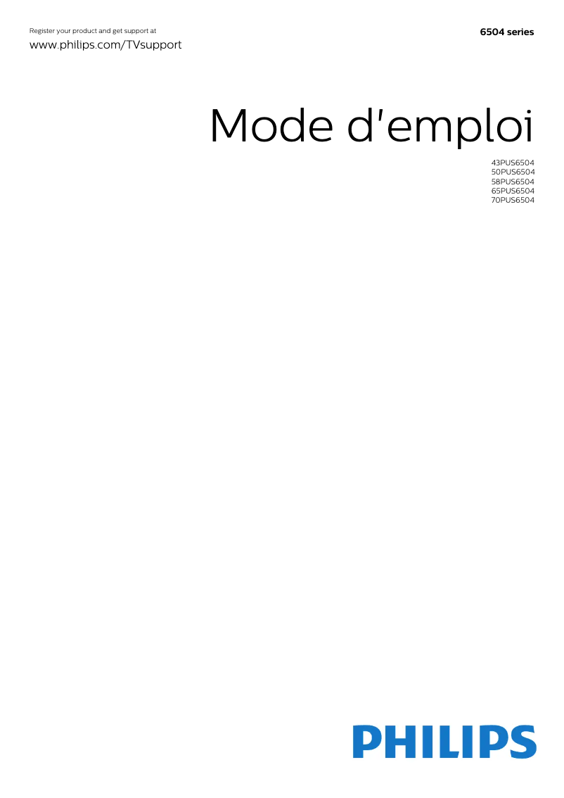 Page n°1 - Manuel utilisateur Philips 58PUS6504