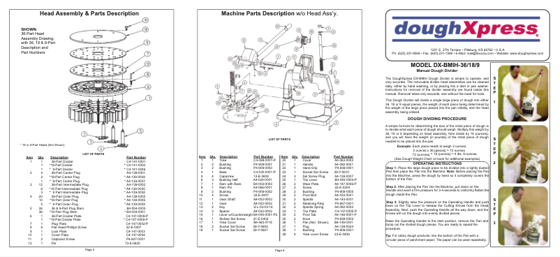 Page n°1 - Manuel utilisateur DoughXpress DX-BMIH-18