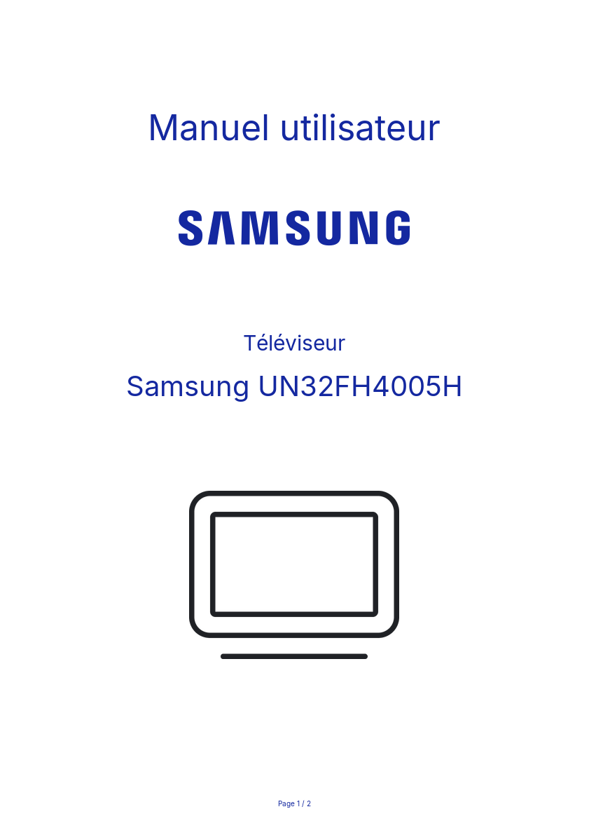 Image de la première page du manuel de l'appareil UN32FH4005H