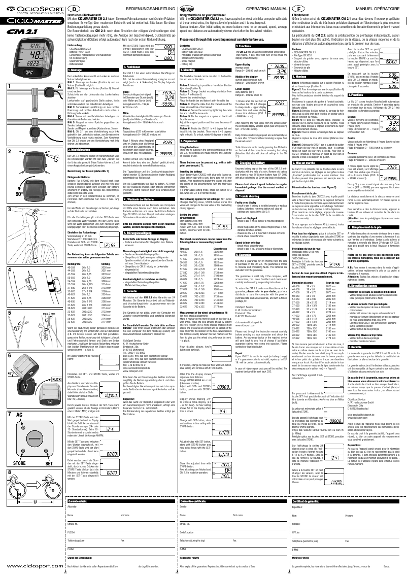 Page 1 de la notice Manuel utilisateur Ciclo CicloMaster CM 2.1