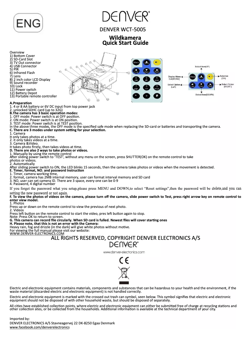 Page 1 de la notice Manuel utilisateur Denver WCT-5005