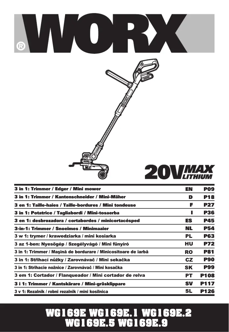Page 1 de la notice Manuel utilisateur Worx WG169E