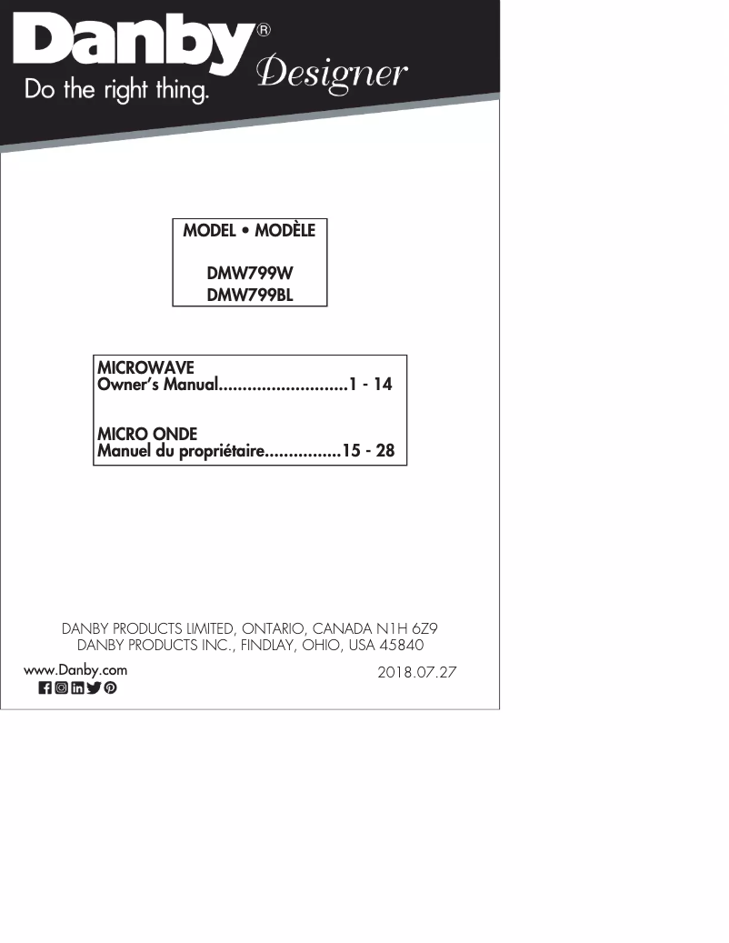 Imagen de la primera página del manual del dispositivo DMW799BL