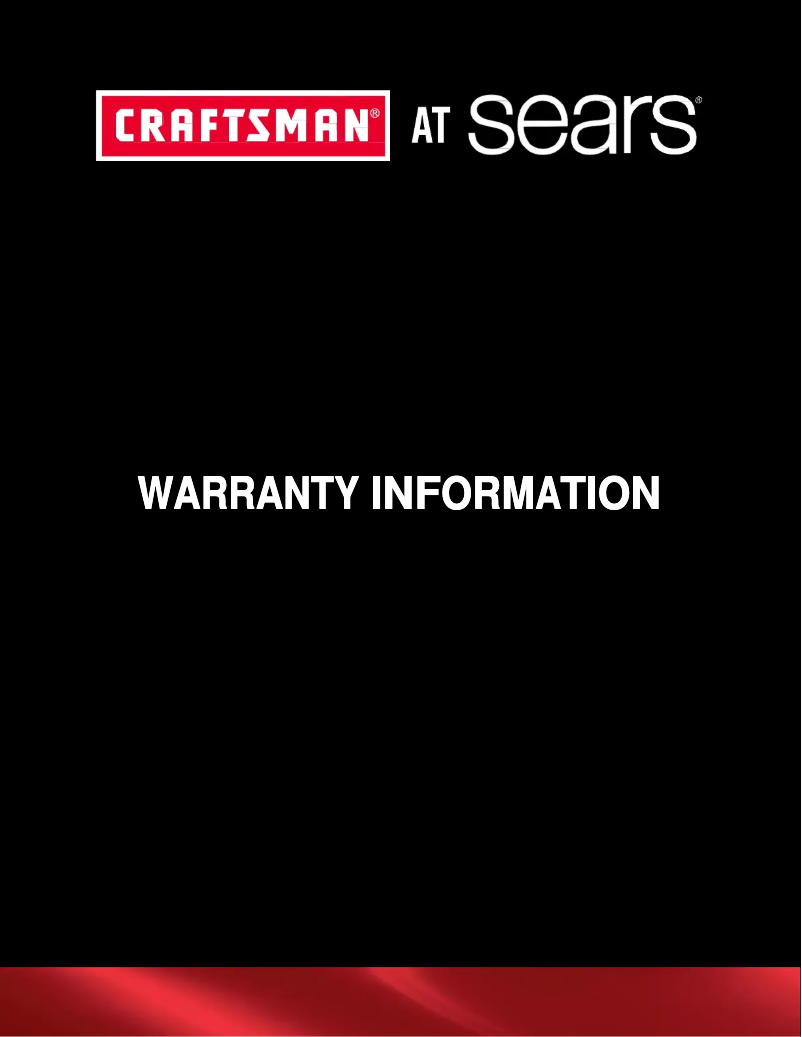 Page 1 de la notice Informations de garantie Craftsman 57933