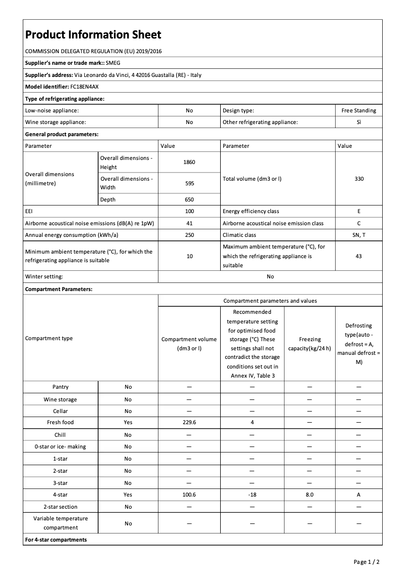 Image de la première page du manuel de l'appareil FC18EN4AX