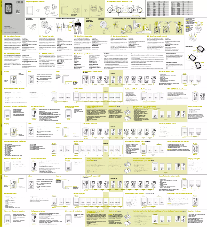 Page n°1 - Manuel utilisateur VDO Dayton M3.1 WL