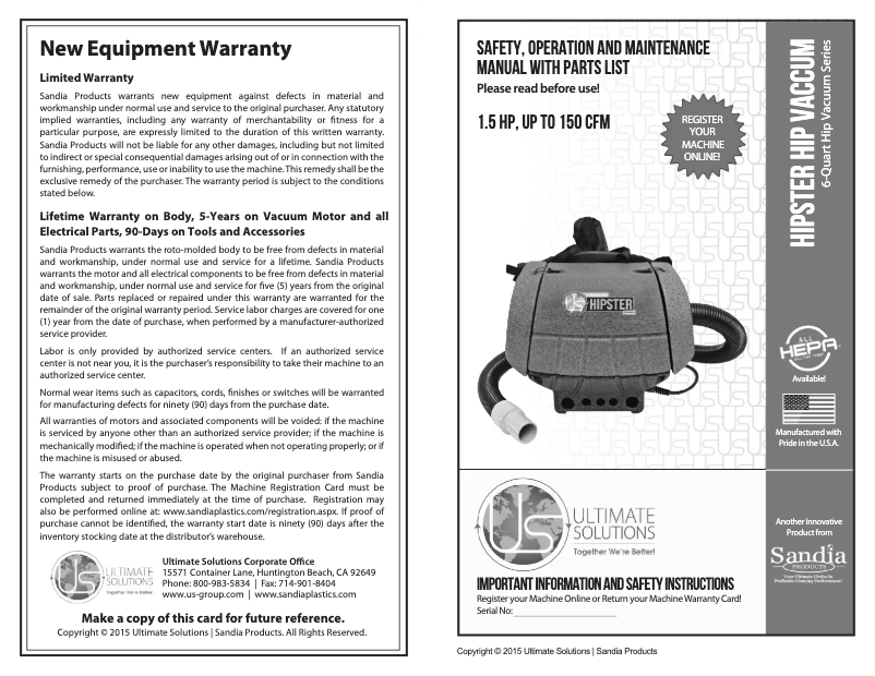 Image de la première page du manuel de l'appareil Super Hipster