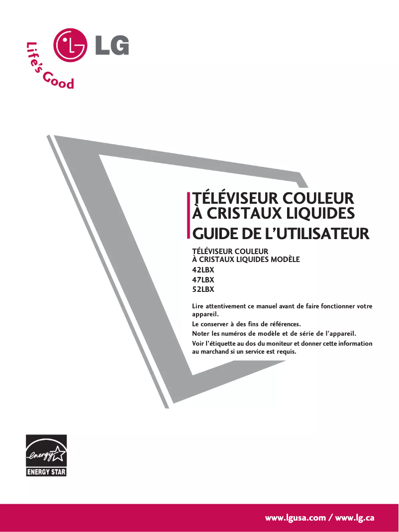 Page n°1 - Manuel utilisateur LG 52LB9DF